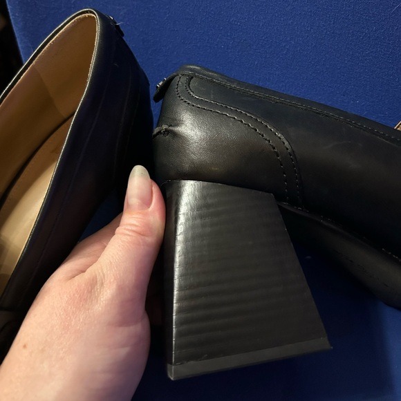 Sam Edelman Quincy Black Squared Toe Stacked High Heel Slip On Fashion Loafers - Picture 11 of 12